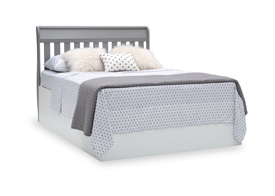 Delta Children Grey (026) Bentley S Series Deluxe 6-in-1 Convertible Crib, Right Full Bed with Headboard Silo View