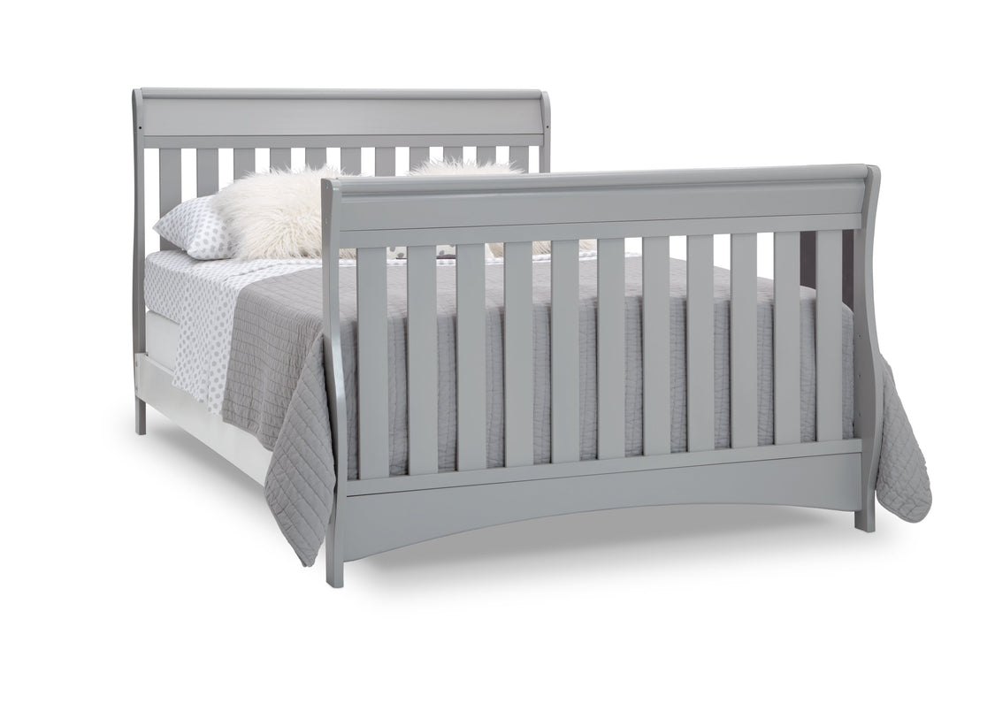 Delta Children Grey (026) Bentley S Series Deluxe 6-in-1 Convertible Crib, Right Full Bed with Headboard and Footboard Silo View