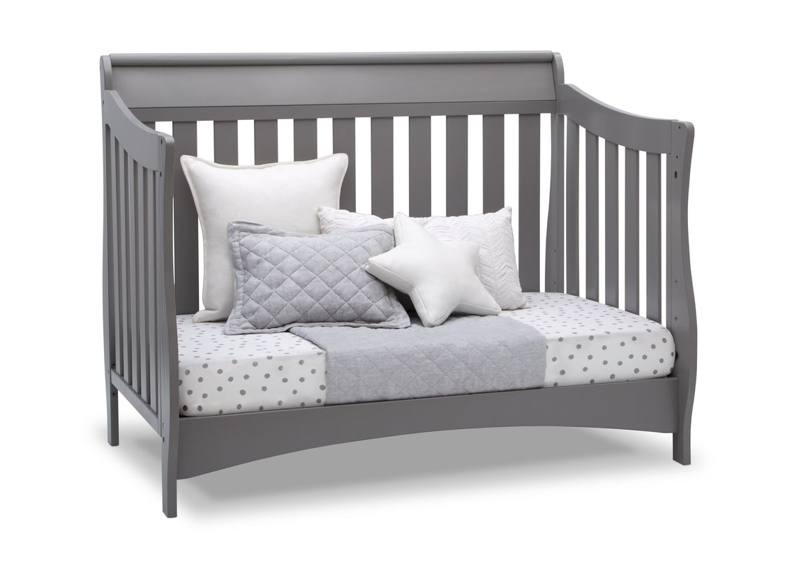 Delta Children Grey (026) Bentley S Series Deluxe 6-in-1 Convertible Crib, Right Day Bed Silo View