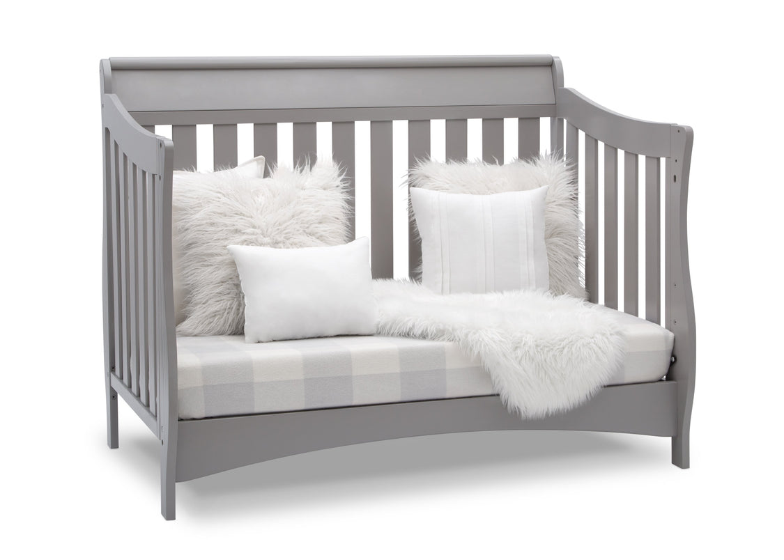 Delta Children Grey (026) Bentley S Series Deluxe 6-in-1 Convertible Crib, Right Sofa Bed Silo View