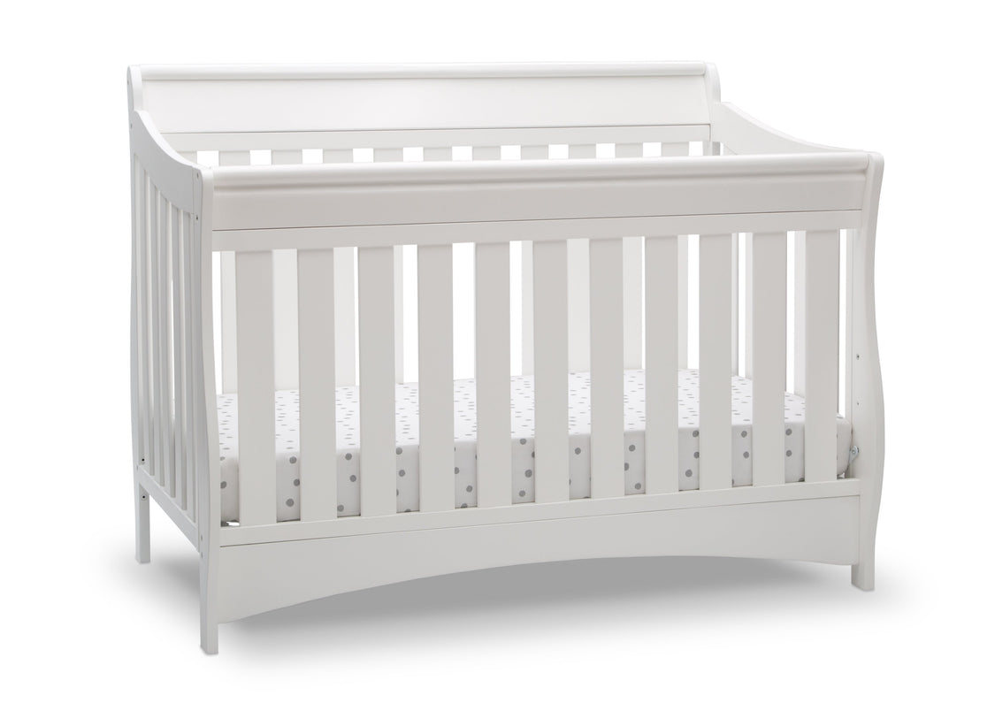 Delta Children Bianca White (130) Bentley S Series Deluxe 6-in-1 Convertible Crib, Right Crib Silo View