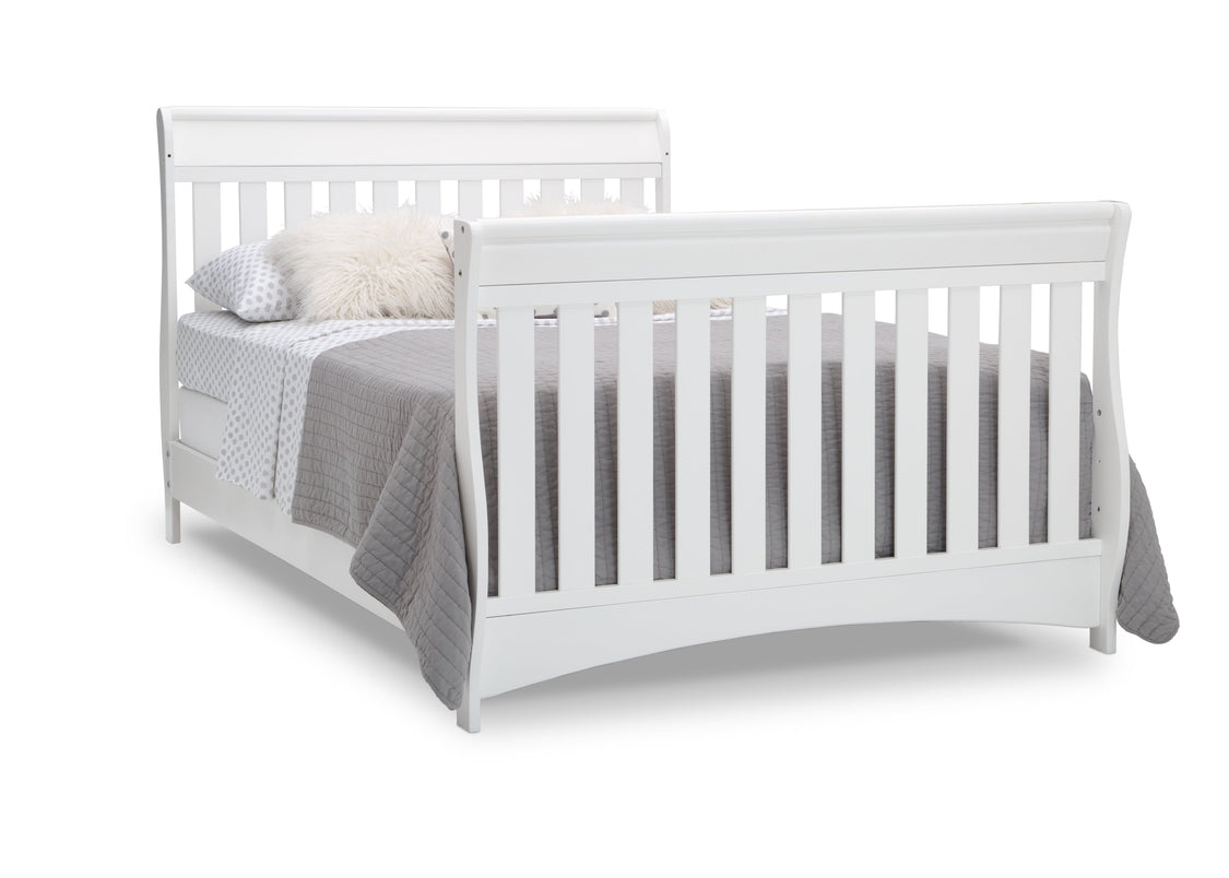 Delta Children Bianca White (130) Bentley S Series Deluxe 6-in-1 Convertible Crib, Right Full Bed with Headboard and Footboard Silo View