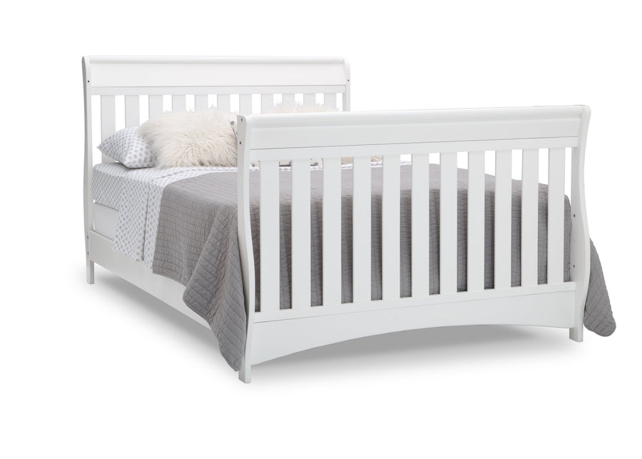 Delta Children Bianca White (130) Bentley S Series Deluxe 6-in-1 Convertible Crib, Right Full Bed with Headboard and Footboard Silo View 15-Bentley S Series Deluxe 6-in-1 Convertible Crib