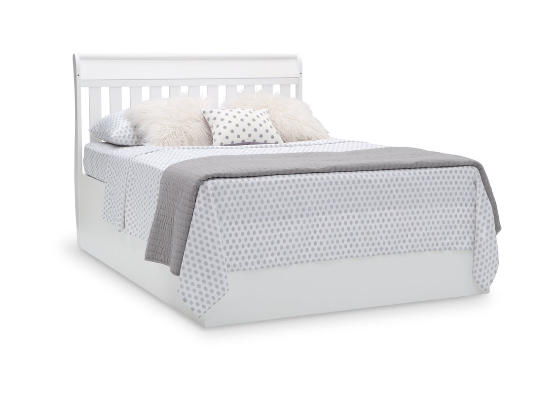 Delta Children Bianca White (130) Bentley S Series Deluxe 6-in-1 Convertible Crib, Right Full Bed with Headboard Silo View