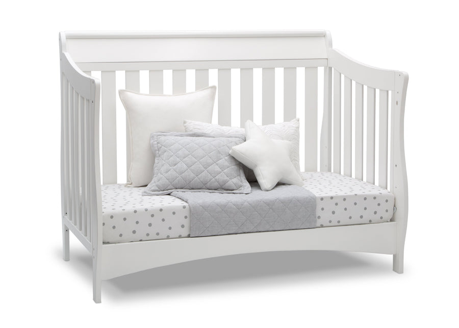 Delta Children Bianca White (130) Bentley S Series Deluxe 6-in-1 Convertible Crib, Right Day Bed Silo View 12-Bentley S Series Deluxe 6-in-1 Convertible Crib