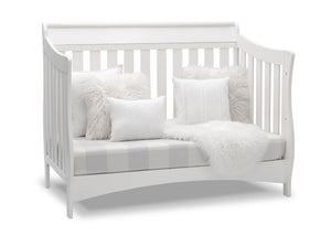 Delta Children Bianca White (130) Bentley S Series Deluxe 6-in-1 Convertible Crib, Right Sofa Bed Silo View 16