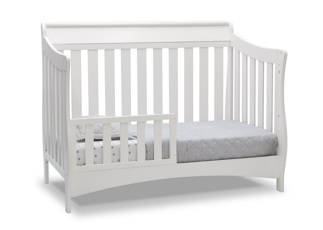 Delta Children Bianca White (130) Bentley S Series Deluxe 6-in-1 Convertible Crib, Right Toddler Bed Silo View