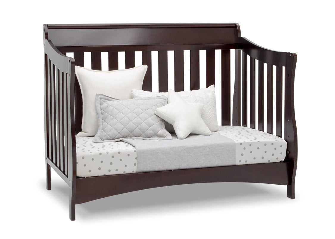 Delta Children Dark Chocolate (207) Bentley S Series Deluxe 6-in-1 Convertible Crib, Right Day Bed Silo View