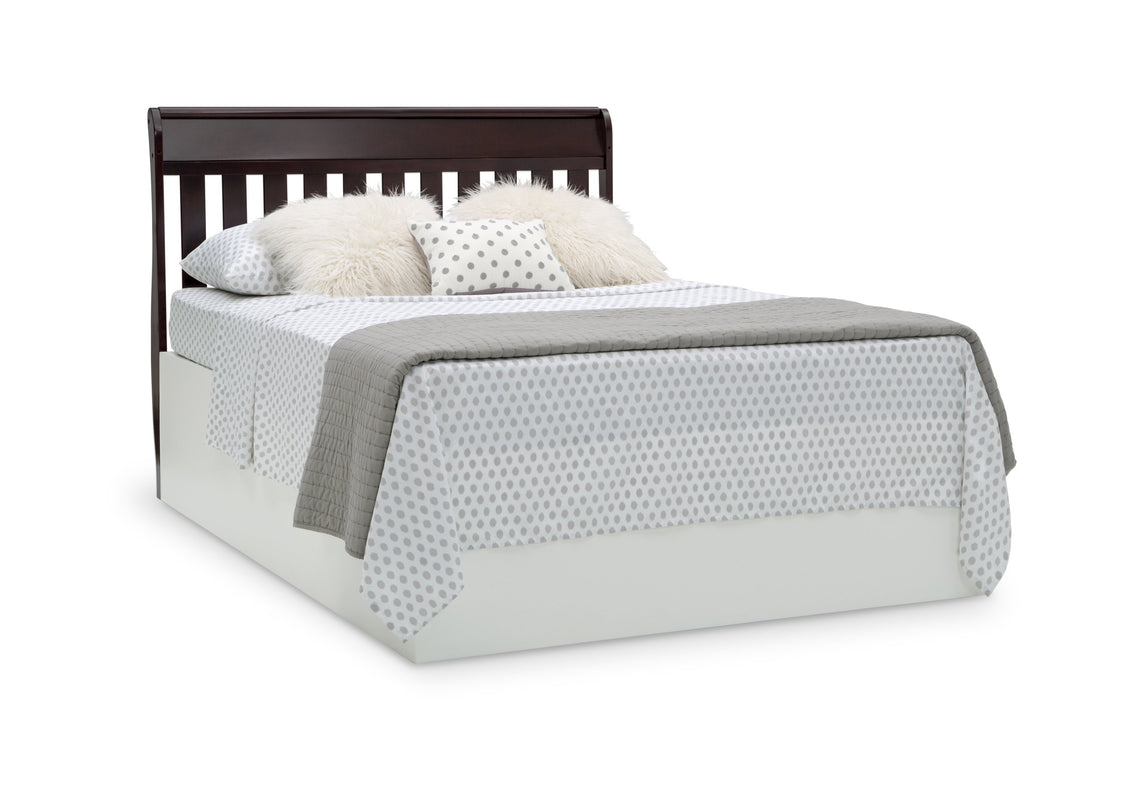 Delta Children Dark Chocolate (207) Bentley S Series Deluxe 6-in-1 Convertible Crib, Right Toddler Bed with Headboard Silo View