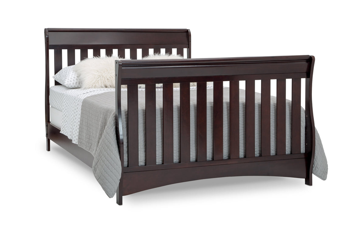 Delta Children Dark Chocolate (207) Bentley S Series Deluxe 6-in-1 Convertible Crib, Right Toddler Bed with Headboard and Footboard Silo View