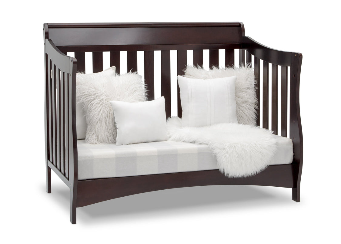 Delta Children Dark Chocolate (207) Bentley S Series Deluxe 6-in-1 Convertible Crib, Right Sofa Silo View