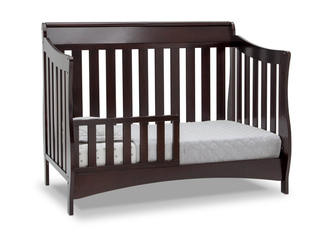 Delta Children Dark Chocolate (207) Bentley S Series Deluxe 6-in-1 Convertible Crib, Right Toddler Bed Silo View