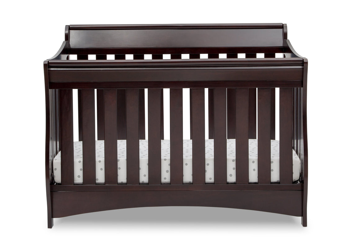 Delta Children Dark Chocolate (207) Bentley S Series Deluxe 6-in-1 Convertible Crib, Front Crib Silo View