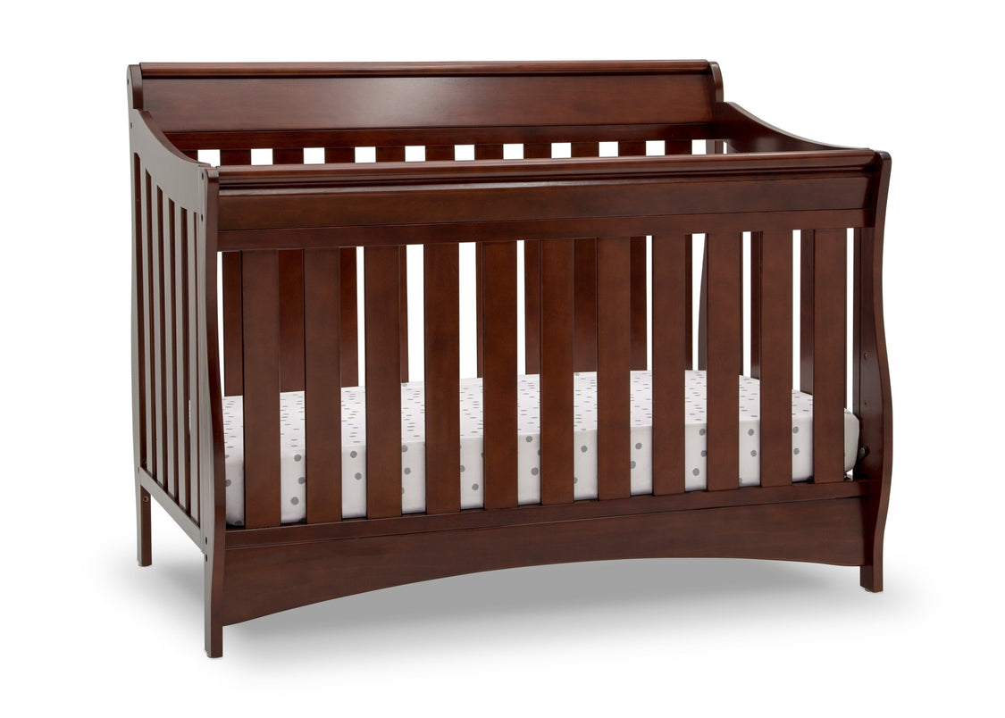 Delta Children Black Cherry Espresso (607) Bentley S Series Deluxe 6-in-1 Convertible Crib, Right Crib Silo View