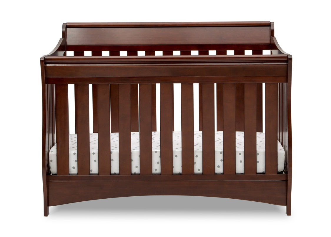 Delta Children Black Cherry Espresso (607) Bentley S Series Deluxe 6-in-1 Convertible Crib, Front Crib Silo View