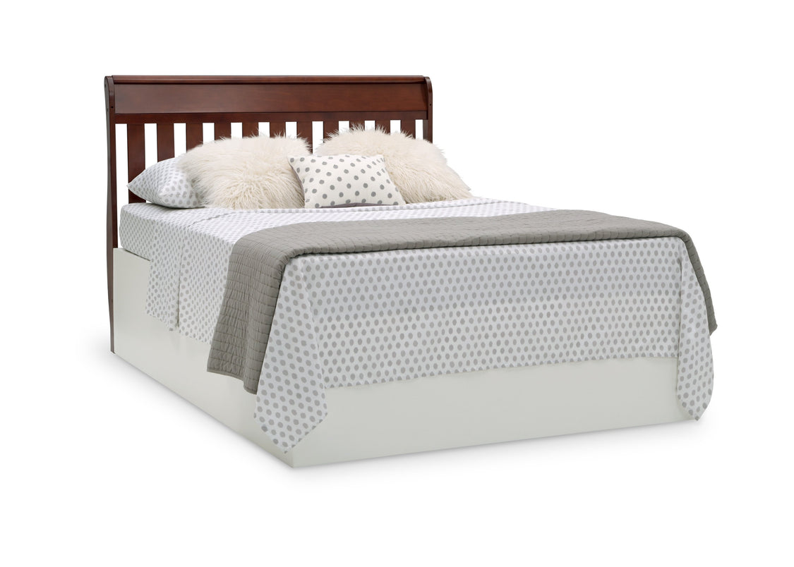 Delta Children Black Cherry Espresso (607) Bentley S Series Deluxe 6-in-1 Convertible Crib, Right Toddler Bed with Headboard Silo View