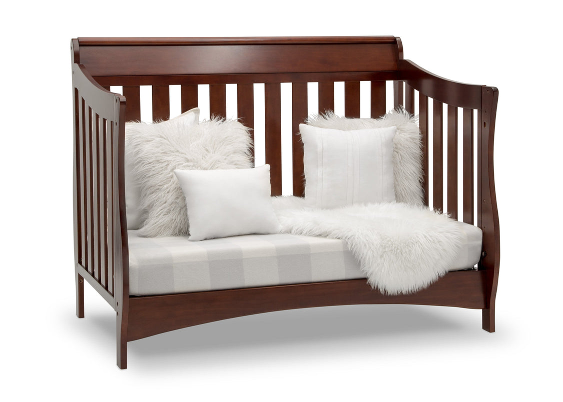 Delta Children Black Cherry Espresso (607) Bentley S Series Deluxe 6-in-1 Convertible Crib, Right Sofa Silo View
