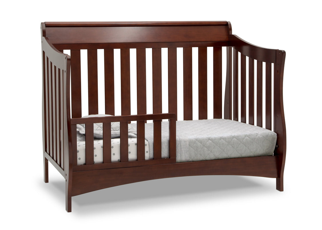 Delta Children Black Cherry Espresso (607) Bentley S Series Deluxe 6-in-1 Convertible Crib, Right Toddler Bed Silo View
