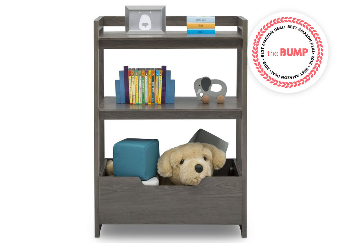 Delta Children Crafted Grey 1333 Gateway Small Laddershelf (W101452), Front Silo with Props, c3c