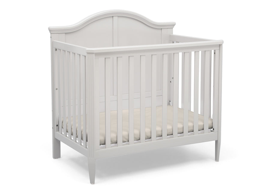 Bianca White (130) 4-Parker Mini Convertible Baby Crib with Mattress and 2 Sheets
