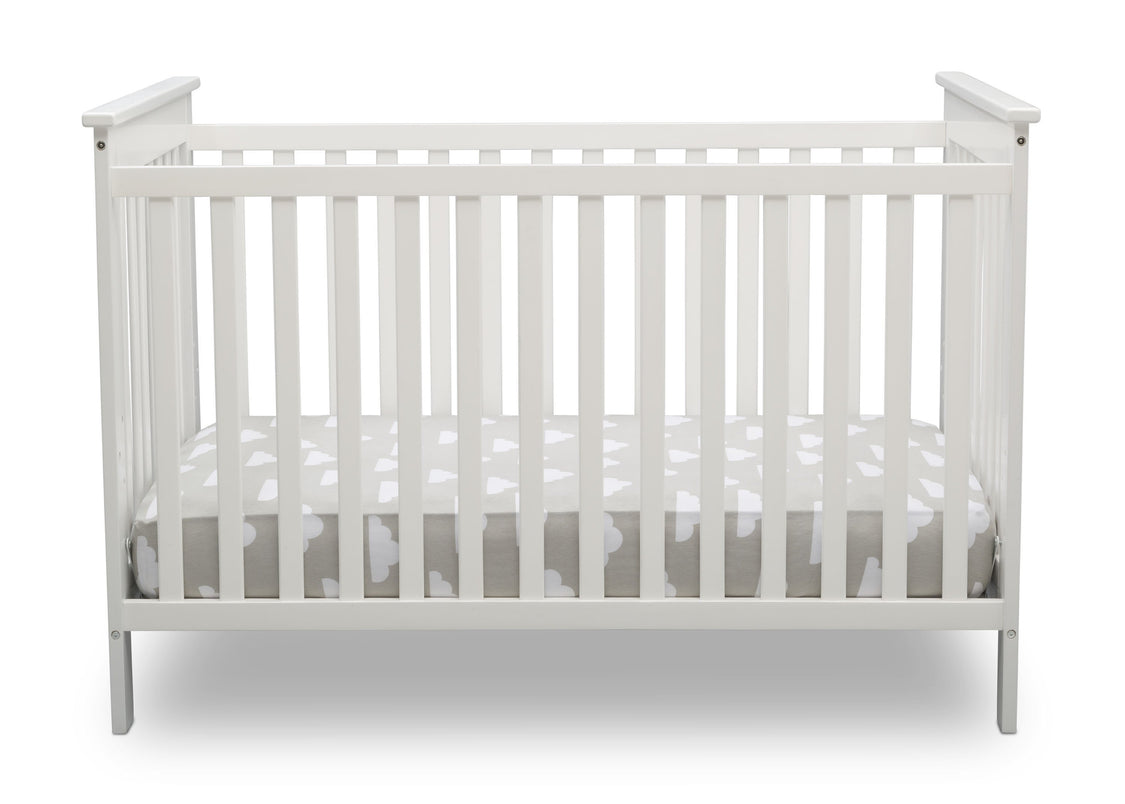 Delta Children Bianca White (130) Adley 3-in-1 Crib (W102130) Front Silo b2b