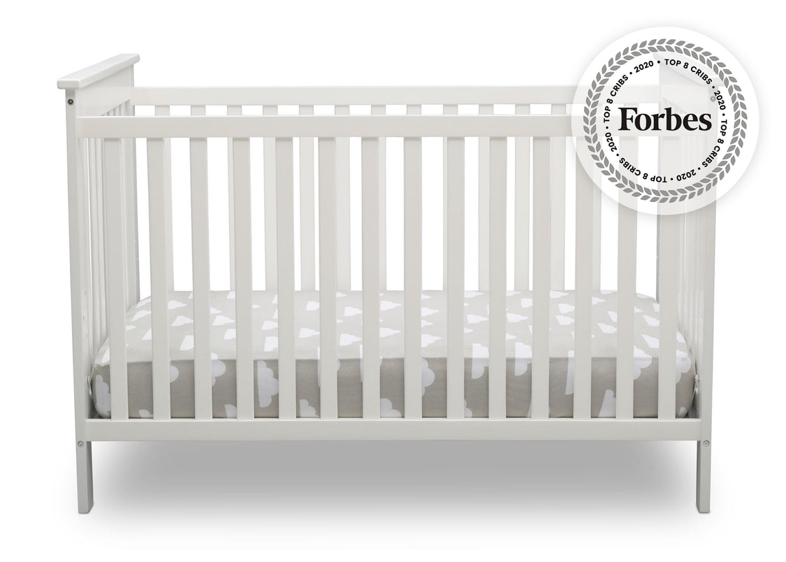 Delta Children Bianca White 130 Adley 3-in-1 Crib (W102130) Front Silo b2b