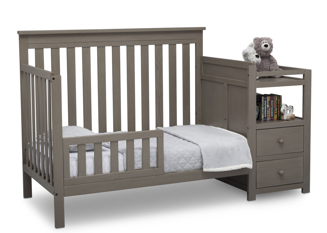 Delta Children Textured Pebble Grey (1341) Mason Convertible Baby Crib N Changer Toddler Bed Angled View a5a
