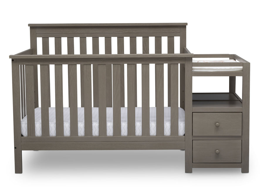 Delta Children Textured Pebble Grey (1341) Mason Convertible Baby Crib N Changer Crib Front View a3a 5-Mason Convertible Baby Crib N Changer