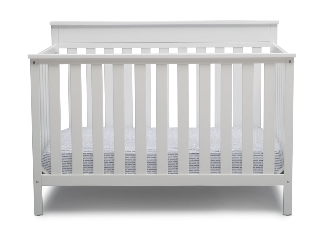 Delta Children Bianca White (130) Kingswood 4-in-1 Convertible Baby Crib Front Crib Silo View