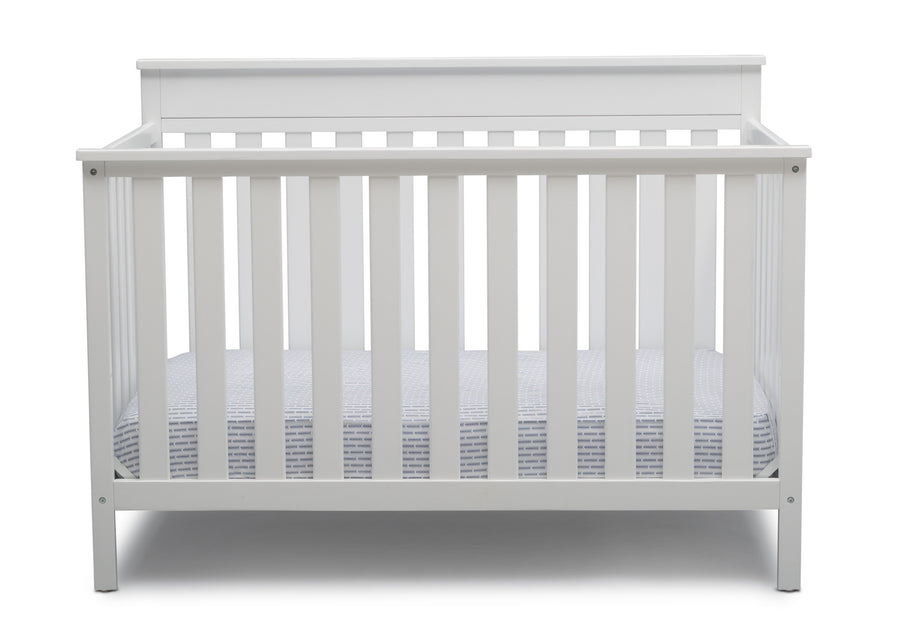 Delta Children Bianca White (130) Kingswood 4-in-1 Convertible Baby Crib Front Crib Silo View 13-Kingswood 4-in-1 Convertible Baby Crib