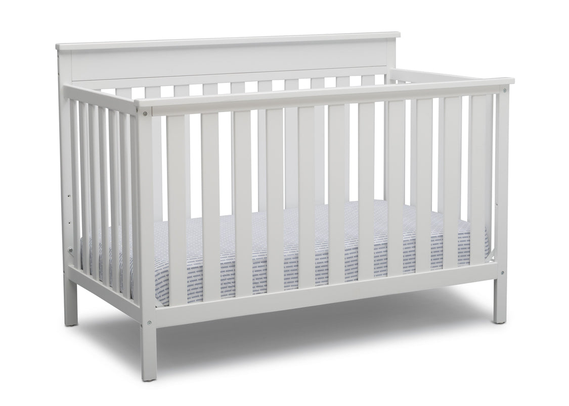 Delta Children Bianca White (130) Kingswood 4-in-1 Convertible Baby Crib Right Crib Silo View