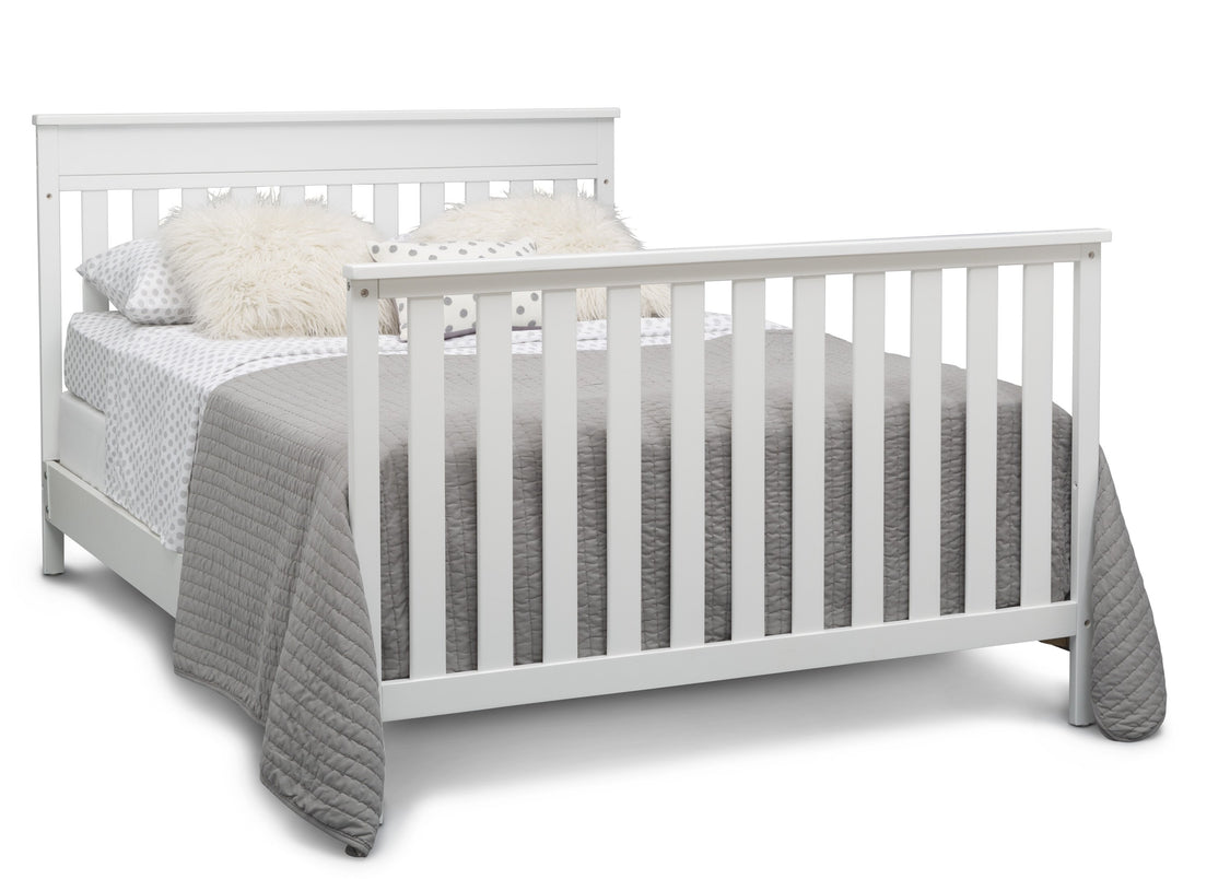 Delta Children Bianca White (130) Kingswood 4-in-1 Convertible Baby Crib Full Size Bed Silo View