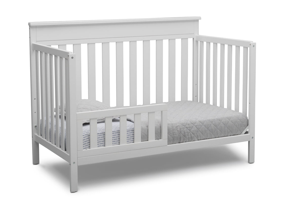 Delta Children Bianca White (130) Kingswood 4-in-1 Convertible Baby Crib Toddler Bed Silo View