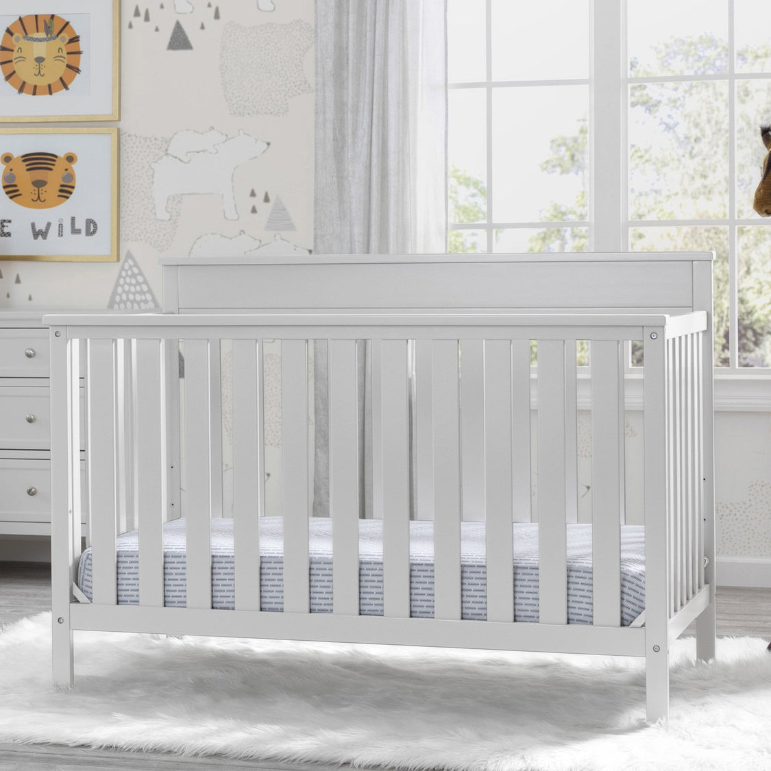 Kingswood 4 in 1 Convertible Baby Crib Bianca White 130