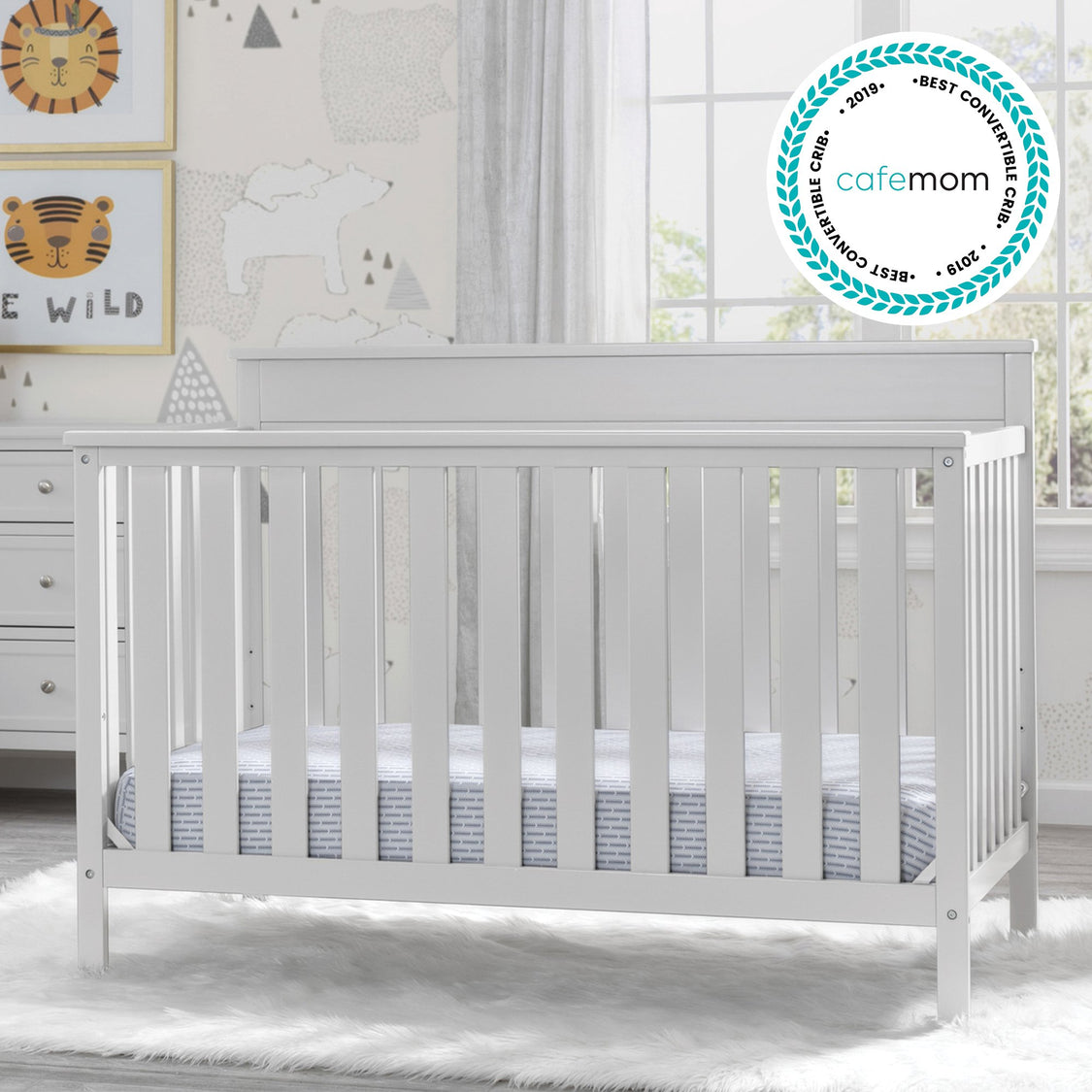 Kingswood 4 in 1 Convertible Baby Crib Bianca White 130
