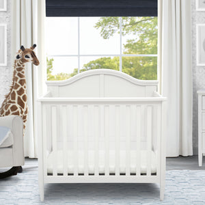 Delta Children Bianca White (130) Mini Convertible Baby Crib with Mattress and 2 Sheets Twin Bed 14