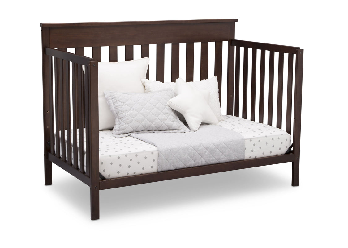 Delta Children Walnut Espresso (1324) Kingswood 4-in-1 Convertible Baby Crib Day Bed Silo View