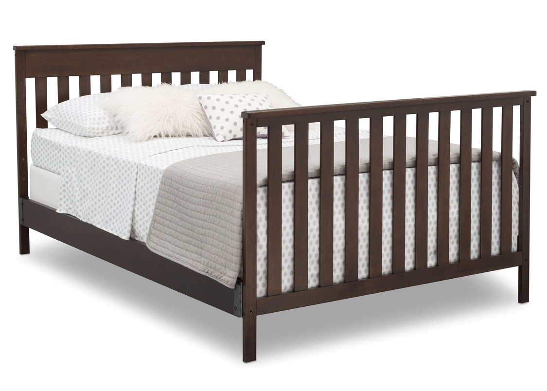Delta Children Walnut Espresso (1324) Kingswood 4-in-1 Convertible Baby Crib Full Size Bed Silo View