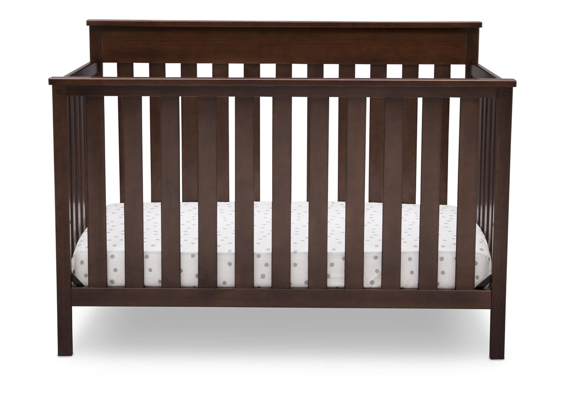 Delta Children Walnut Espresso (1324) Kingswood 4-in-1 Convertible Baby Crib Front Crib Silo View