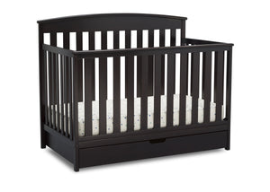 Delta Children Duke 4-in-1 Convertible Baby Crib with Under Drawer, Dark Chocolate (207) Right Crib View a4a 3