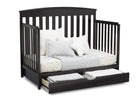Delta Children Duke 4-in-1 Convertible Baby Crib with Under Drawer, Dark Chocolate (207) Day Bed Right View with Drawer Open a6a 6-Duke 4-in-1 Convertible Baby Crib with Under Drawer