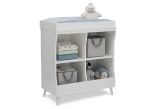 Delta Children Bianca White with Natural (123) Essex Changing Table/Bookcase, Right Silo View 4