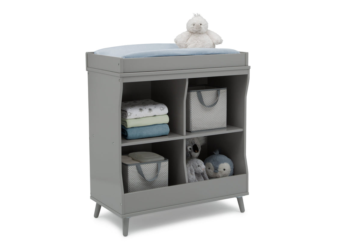 Delta Children Grey with Natural (1359) Essex Changing Table/Bookcase, Right Silo View