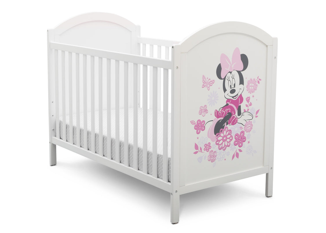 Disney Bianca White with Minnie Mouse (1302) Minnie Mouse 4-in-1 Convertible Crib by Delta Children, Detail View