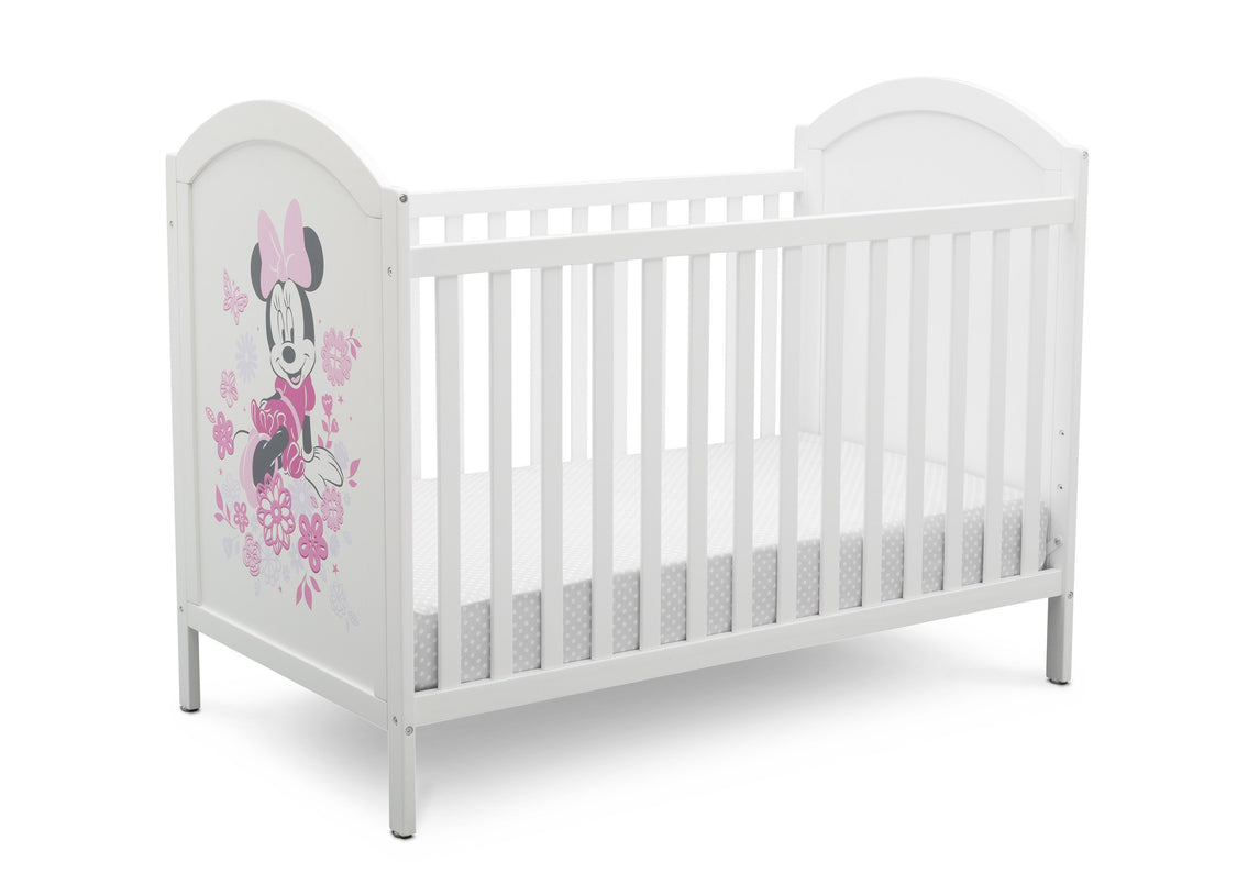 Disney Bianca White with Minnie Mouse (1302) Minnie Mouse 4-in-1 Convertible Crib by Delta Children, Right Silo View