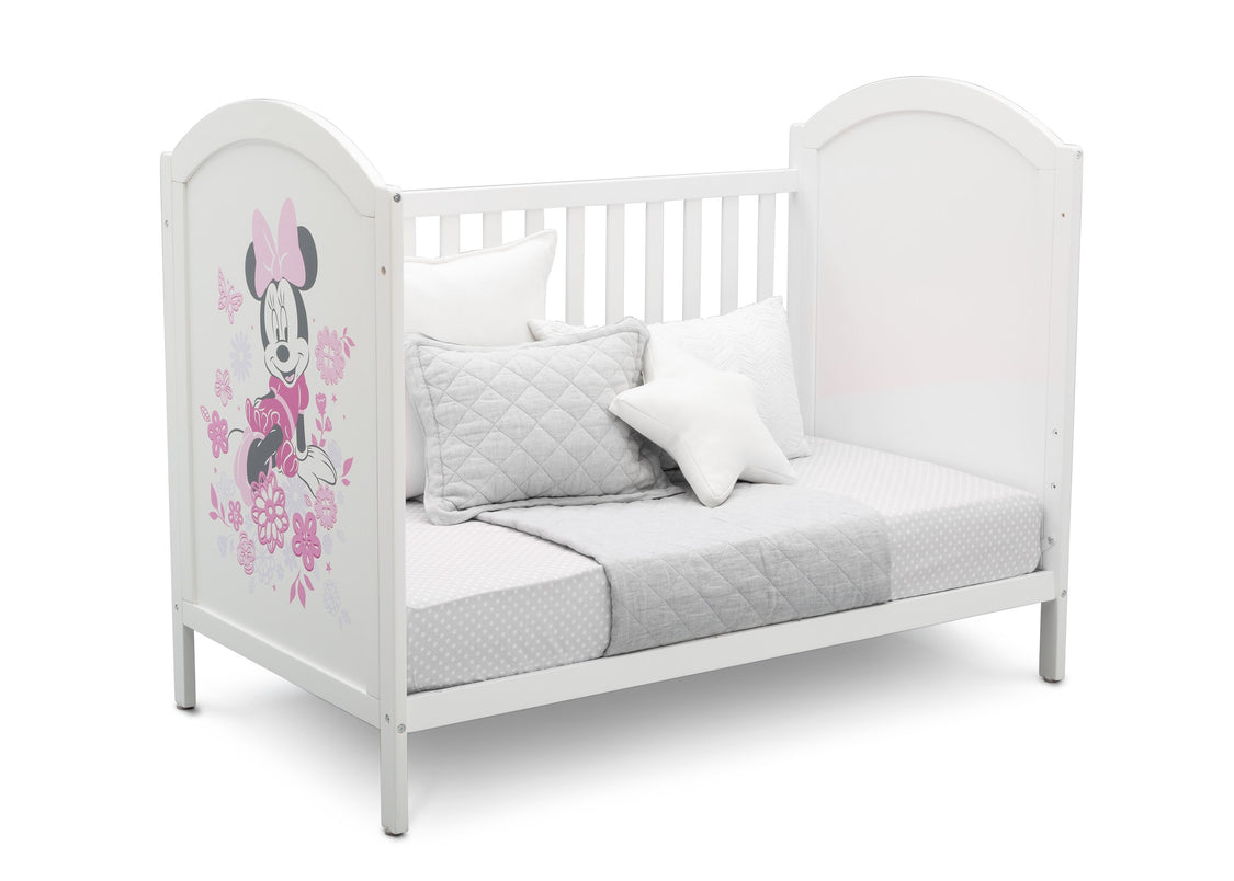 Disney Bianca White with Minnie Mouse (1302) Minnie Mouse 4-in-1 Convertible Crib by Delta Children, Day Bed Silo View