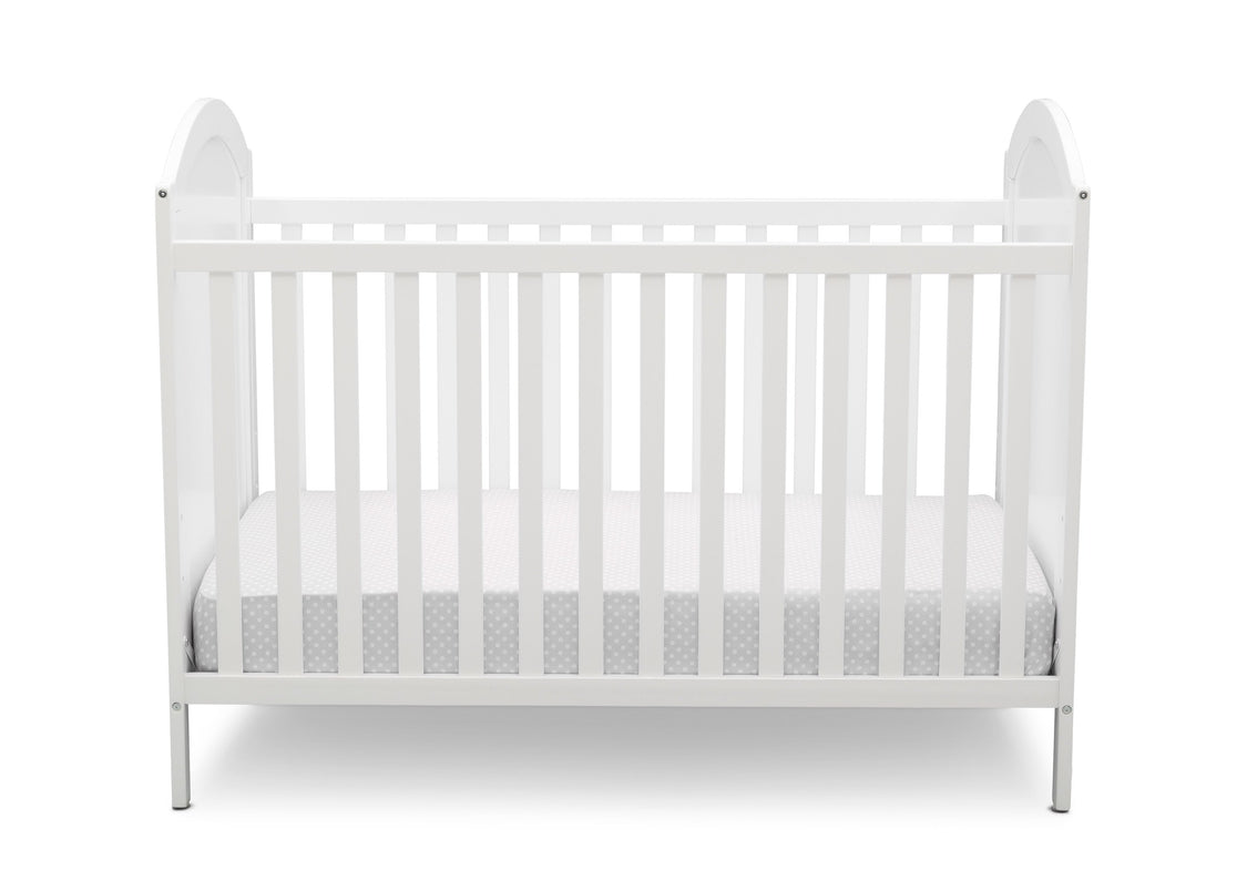 Disney Bianca White with Minnie Mouse (1302) Minnie Mouse 4-in-1 Convertible Crib by Delta Children, Front Silo View