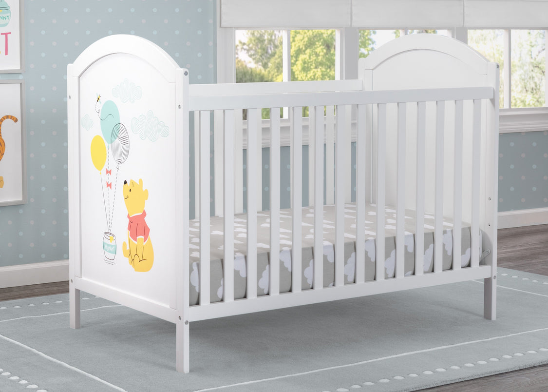 Delta Children Bianca White with Pooh (1301) 4-in-1 Convertible Crib, Righ angle room View