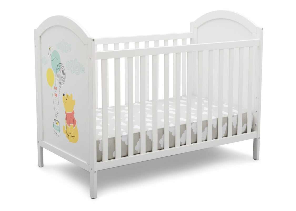 Delta Children Bianca White with Pooh (1301) 4-in-1 Convertible Crib, Right Silo View