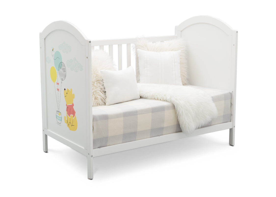 Delta Children Bianca White with Pooh (1301) 4-in-1 Convertible Crib, Day Bed Silo View 1